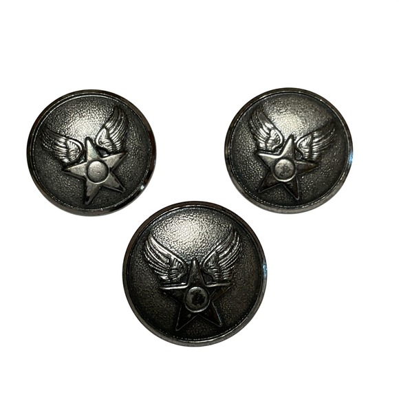 Waterbury Button Co. Other - Waterbury Button Co Winged Star Military Buttons 3pc Silver Tone 0.75" Vintage